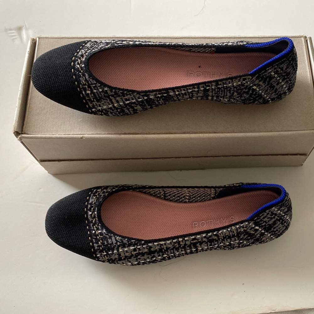 Rothy's Black and Blue Sparkly Flats